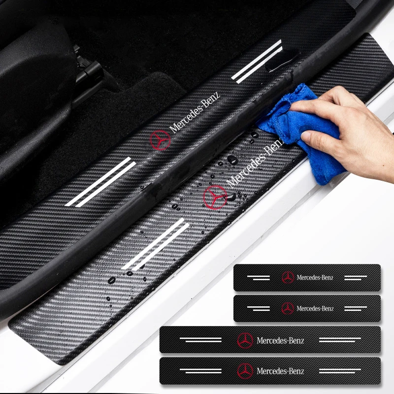 

Car Door Plate Carbon Fiber Threshold Protector Sticker Decals For Mercedes Benz W203 W204 W205 AMG W212 W213 C200 GLC GLA W211