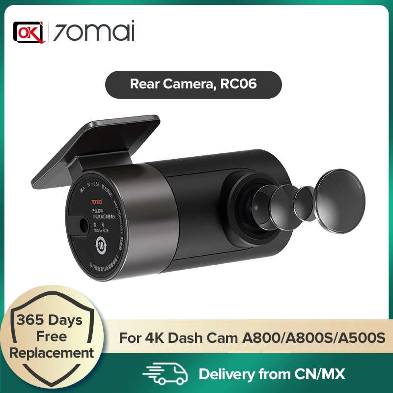 70mai Rear Camera RC06 Full HD 1920x1080 for 70mai A500S,A800, A800S dash cam Ultra HD Dual-Vision Camera