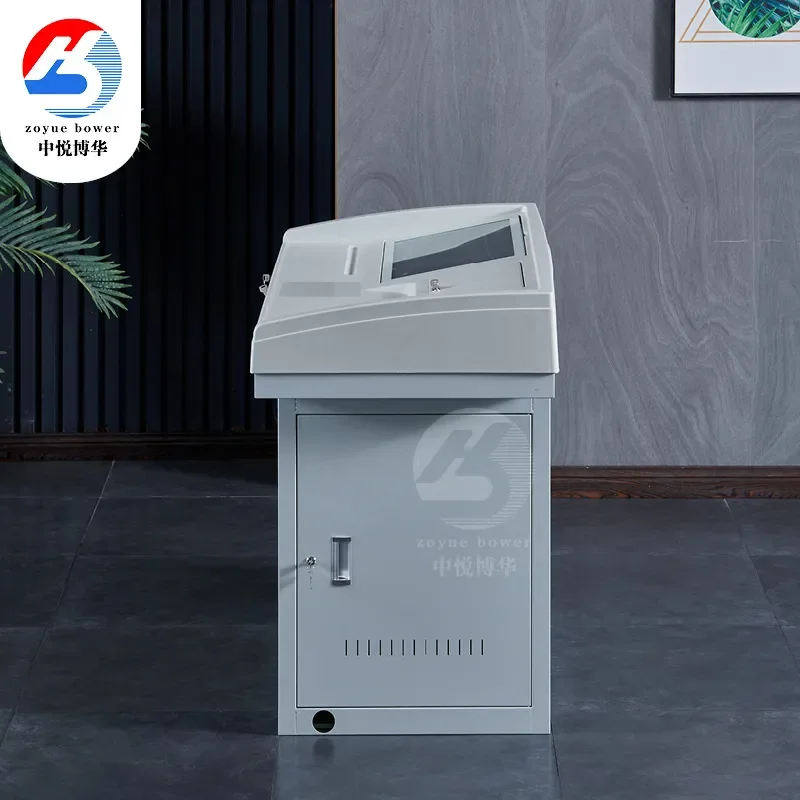 for School Classroom Multimedia Podium Tempered Glass Protective Cover Injection Molding Countertop Steel Teacher Central