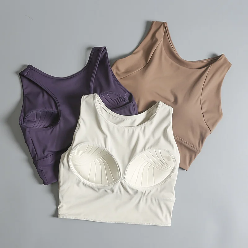 Women's Sports Bra Fitness Yoga Vest One-Piece Cup Running Outerwear Shock Absorption No Sagging Professional Training