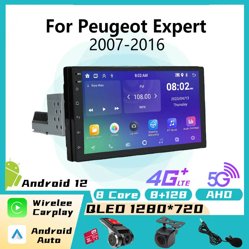 7 Inch 1 Din  Android Car Radio for  Peugeot Expert 2007 - 2016Wireless CarPlay GPS Navigation Multimedia Video Player Head Unit