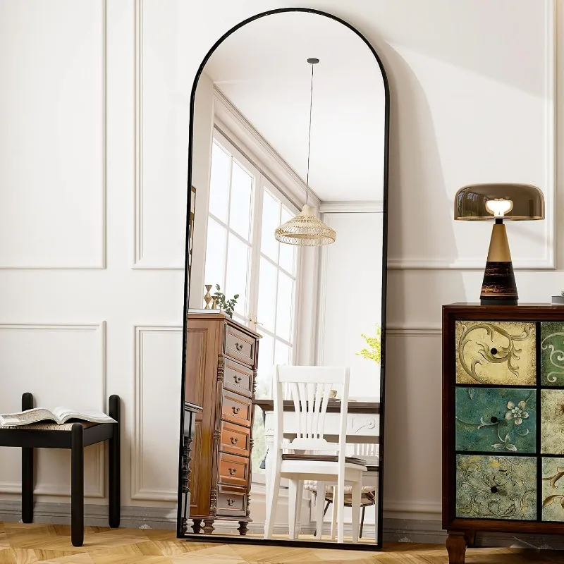

64"x21" Arched Full Length Mirror Free Standing Leaning Wall-Mounted Mirror Aluminum Frame Modern Mirrors