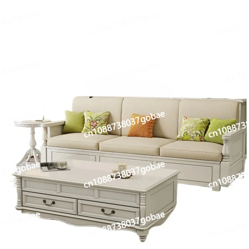 ZK American all-solid wood storage sofa combination concubine L-shaped white small apartment winter and summer dual-purpose sofa