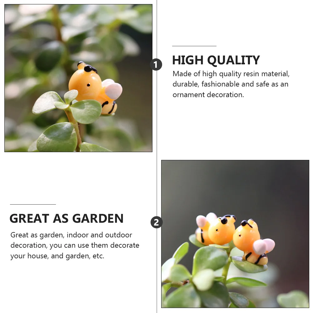 

20pcs Resin Bee Ornament Mini Bees For Garden Indoor Outdoor Decoration Living Room Bedroom Decor