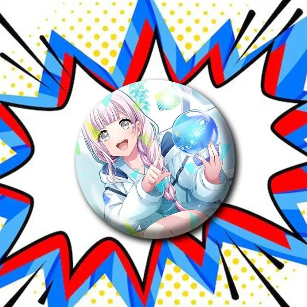 Photon Maiden DJ-Saki Izumo Customizable Round Brooch Pins, Personalized Badges With Broken Glass Design Fashion Accessory