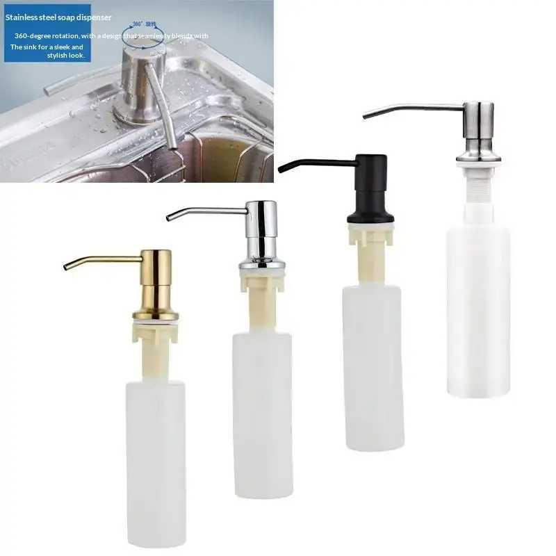 1Pcs Manually Pressing Soap Lotion Dispenser 350ml Stainless Steel Sink Soap Dispenser Liquid Soap Bottle Kitchen Accessories