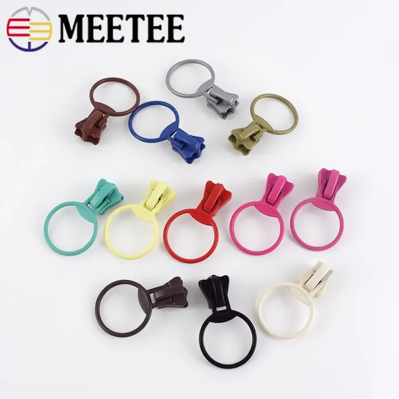 50Pcs 3# 5# O Rings Zipper Slider for Resin Zip Bag Clothes Zips Head Coat Jacket Zippers Ring Puller Repair Kits Sew Accessory