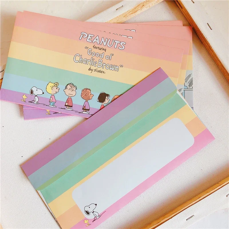 5pcs Snoopy Envelopes Anime Letter Paper Wedding Party Invitation Greeting Cards Cartoon Wages Letter Pads Cover Office Supplies