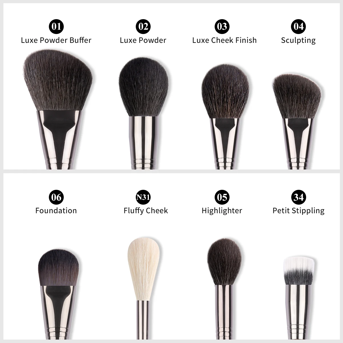 OVW Makeup Brush Set 26pcs Natural Goat Hair Foundation Powder Contour Brush Synthetic Blending Eyeshadow Liner Highlight