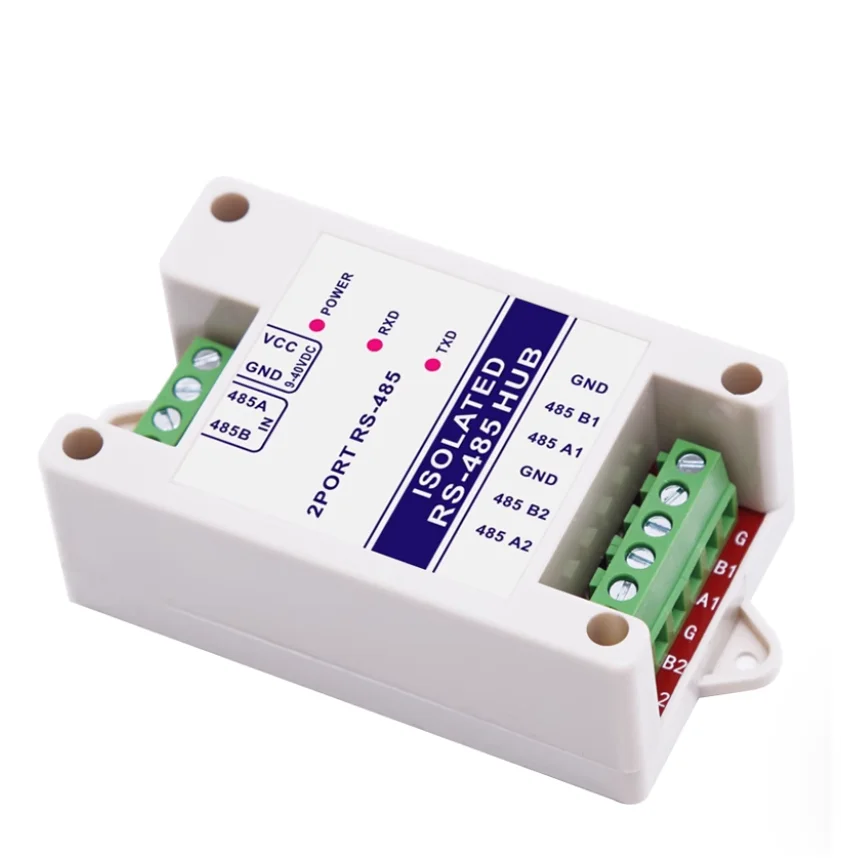 2Ports RS485 Isolated Hub Industrial Repeater Signal Amplifier Anti-interference Lightning Protection