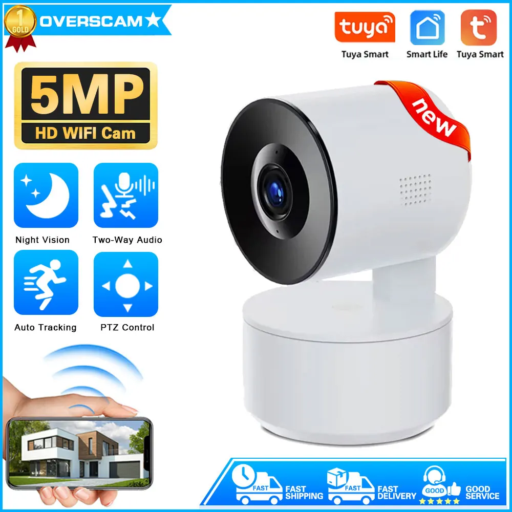 

5MP Mini WiFi IP Camera Indoor Wireless Home Security AI Human Detect CCTV Surveillance Cam Auto Tracking Tuya Smart Life