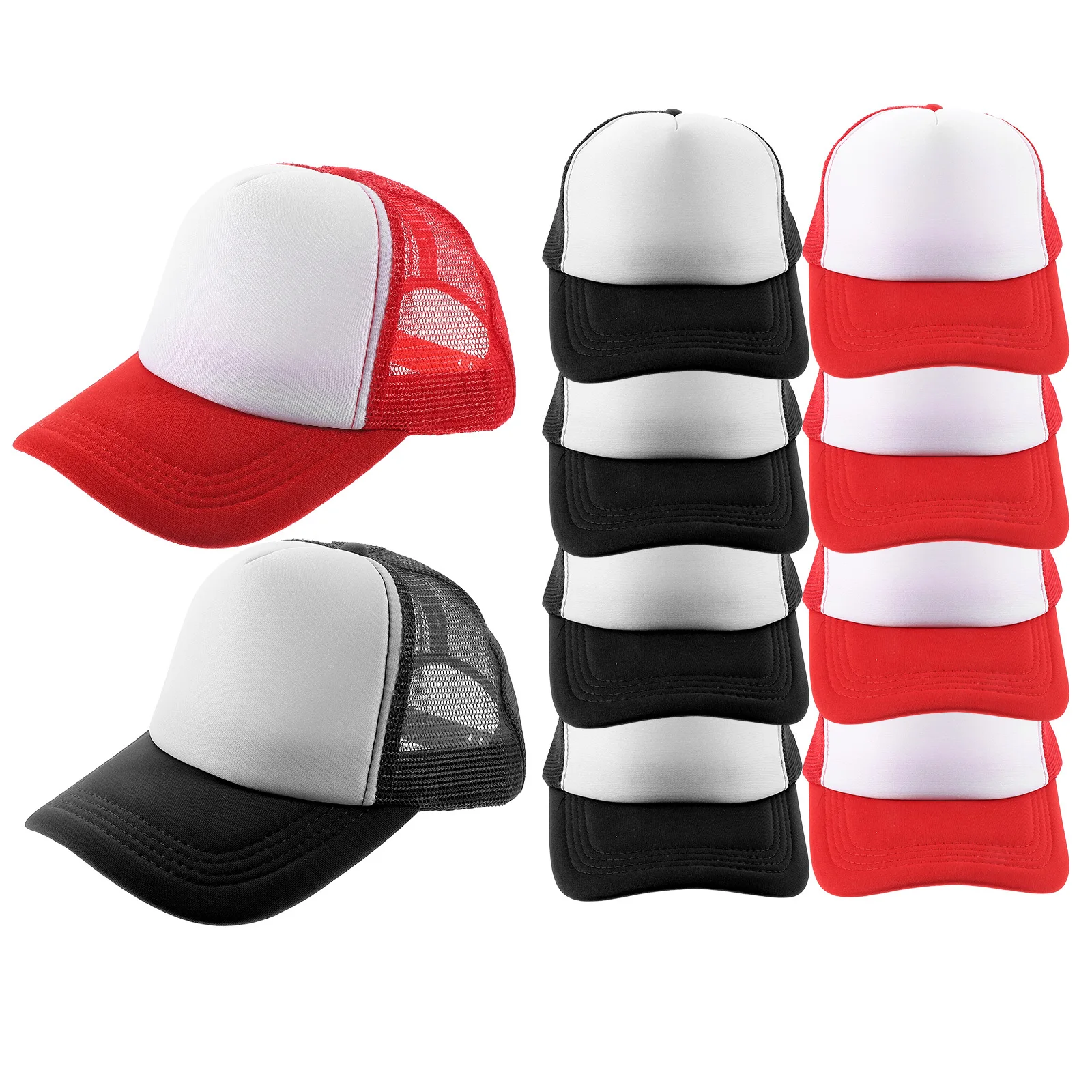 

10Pcs Blank Baseball Caps Mesh Breathable Lightweight Sublimation Hats DIY Heat Transfer Hat Outdoor Activity Summer Caps