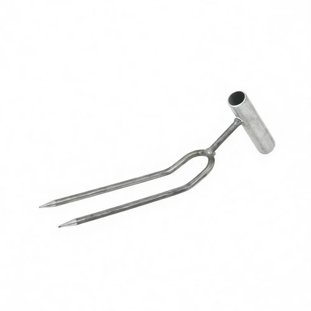 Handheld Garden Cultivator Two Prong Rake Soil Aerator Durable Steel Tool For Potted Plants Flowers Weeding Gardening Work