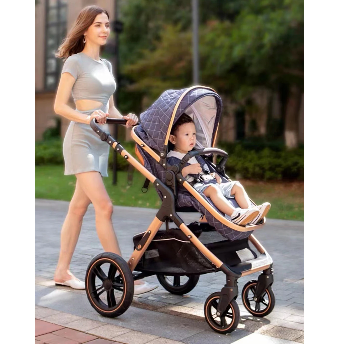 Poussettes légères avec siège auto, système de voyage pliable de luxe 3 en 1, combinaison de couffin de jogging pleine grandeur, poussette Electrolux