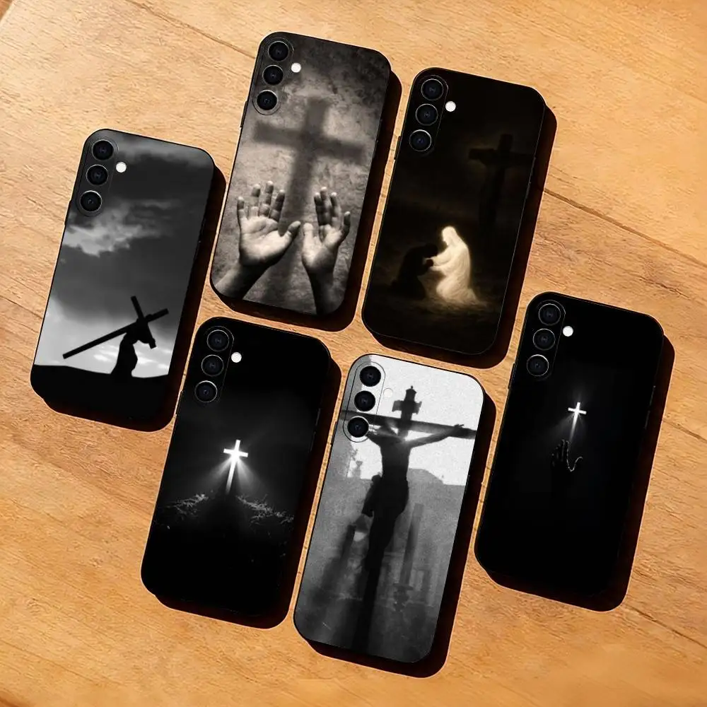 Son Of God Jesus Cross Holy Light  Phone Case For Samsung Galaxy A73,A72,A71,A70,A53,A52,A51,Soft Silicone Black Cover