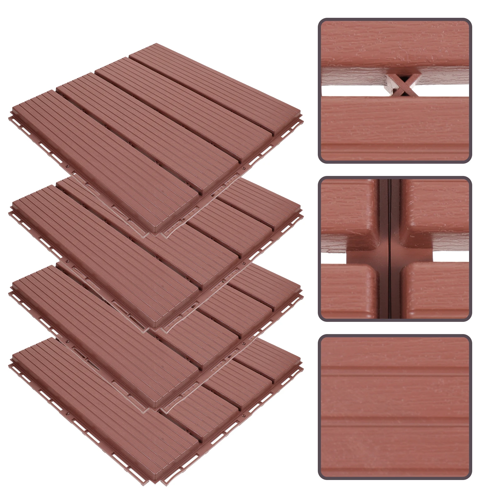 

4 Pcs Decking Tiles Balcony Assembled Floor Interlocking Decorative Brick Outdoor