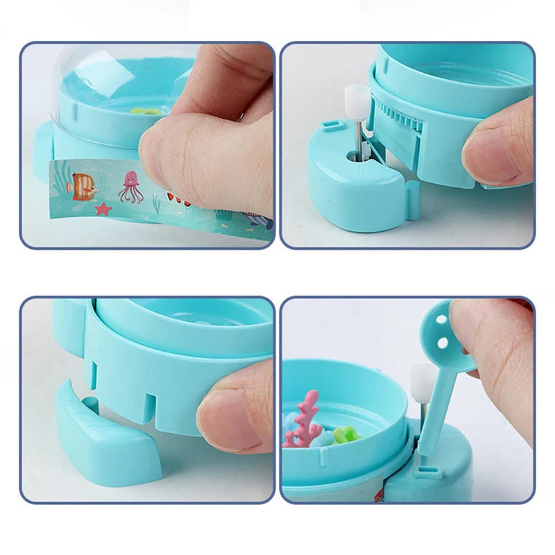 Windup Chain Rotating Mini Fishing Machine Toy Decompression Handheld Game Console Toy Kids Funny Table Games