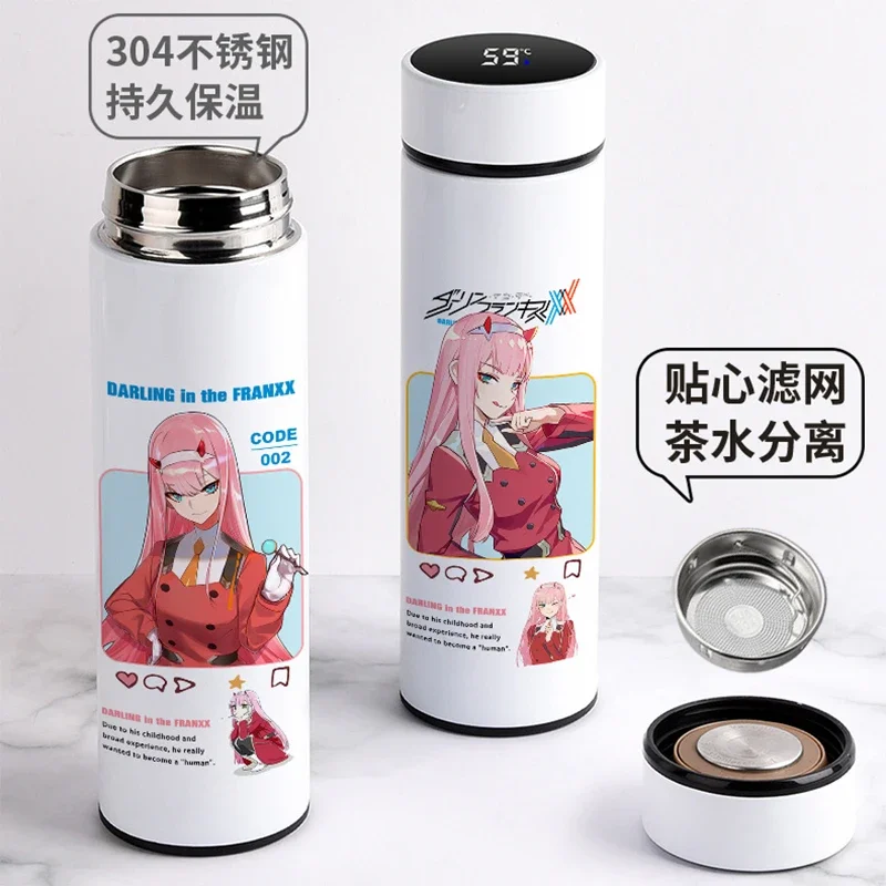 Anime Thermos Cup DARLING in the FRANXX Zero Two Code: 002 Cosplay Travel Mug LED Temperature intelligent Watercup Gifts New - Image 3