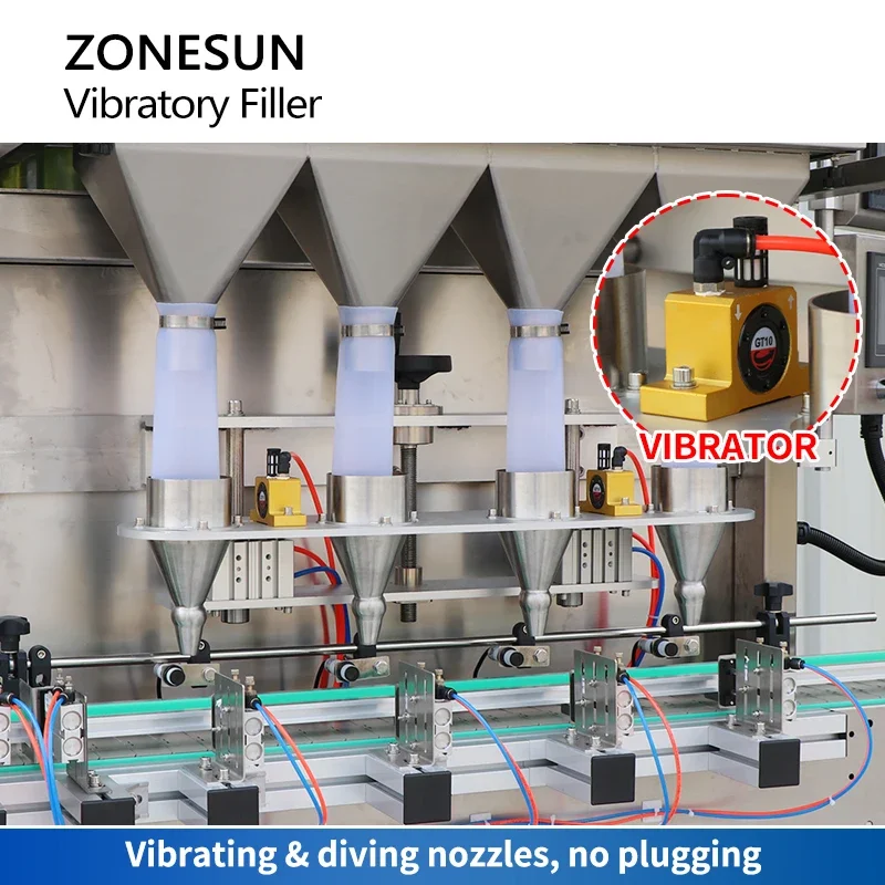 ZONESUN Automatic Particle Vibratory Weighing Filling Machine 4 Lanes Food Granule Packaging Equipment Nuts Seeds Bean ZS-GW5