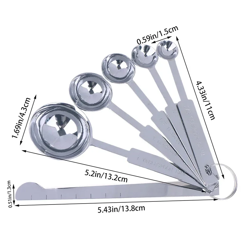 5/6Pcs Measuring Spoons Stackable Kitchen Measuring Spoon Set Stainless Steel Measuring Scoops Set Kitchen Baking Tool