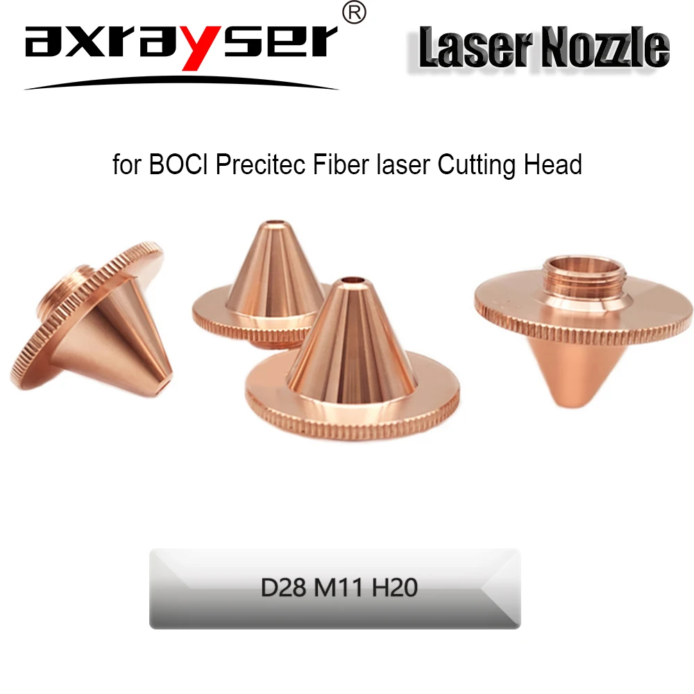 

Laser Nozzle D28 M11 H20 Bevel Single&Double for BOCI Precitec Laser Cutting Head Purple Copper Pointed Mouth Cutter Tube 3D