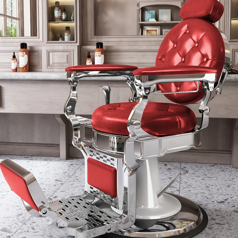 Oil head chair for hair salon, reclining men's large chair