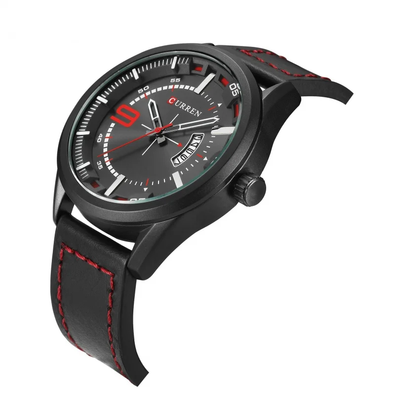 นาฬิกาผู้ชาย8295ใหม่สายคาดปฏิทินนาฬิกาผู้ชายนาฬิกาควอทซ์ธุรกิจกันน้ำ