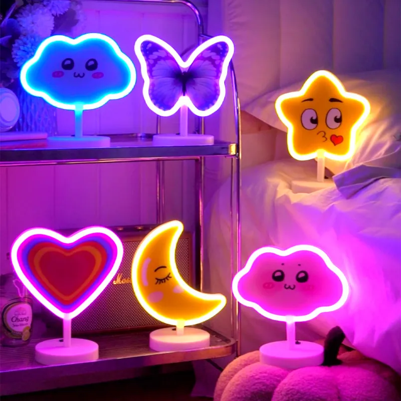 Heart Neon Sign LED Light For Room Battery Powered Pink Neon Lamp Table Lights Kids Bedroom Nightlight Gift Decor 402