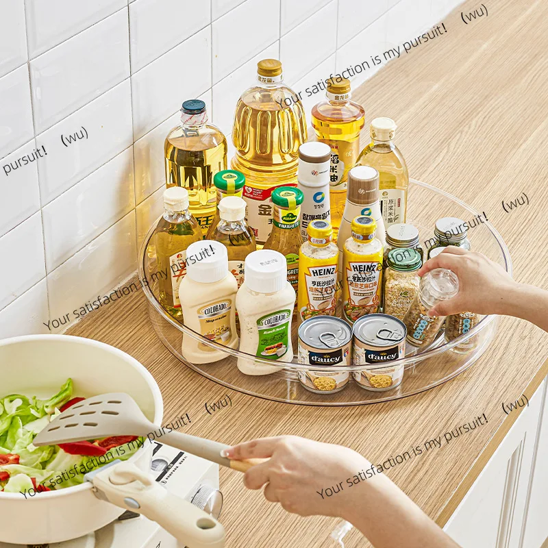 Packaging Rotatable large storage box Transparent desktop perfume storage rack Rotating tray Kitchen seasoning rack