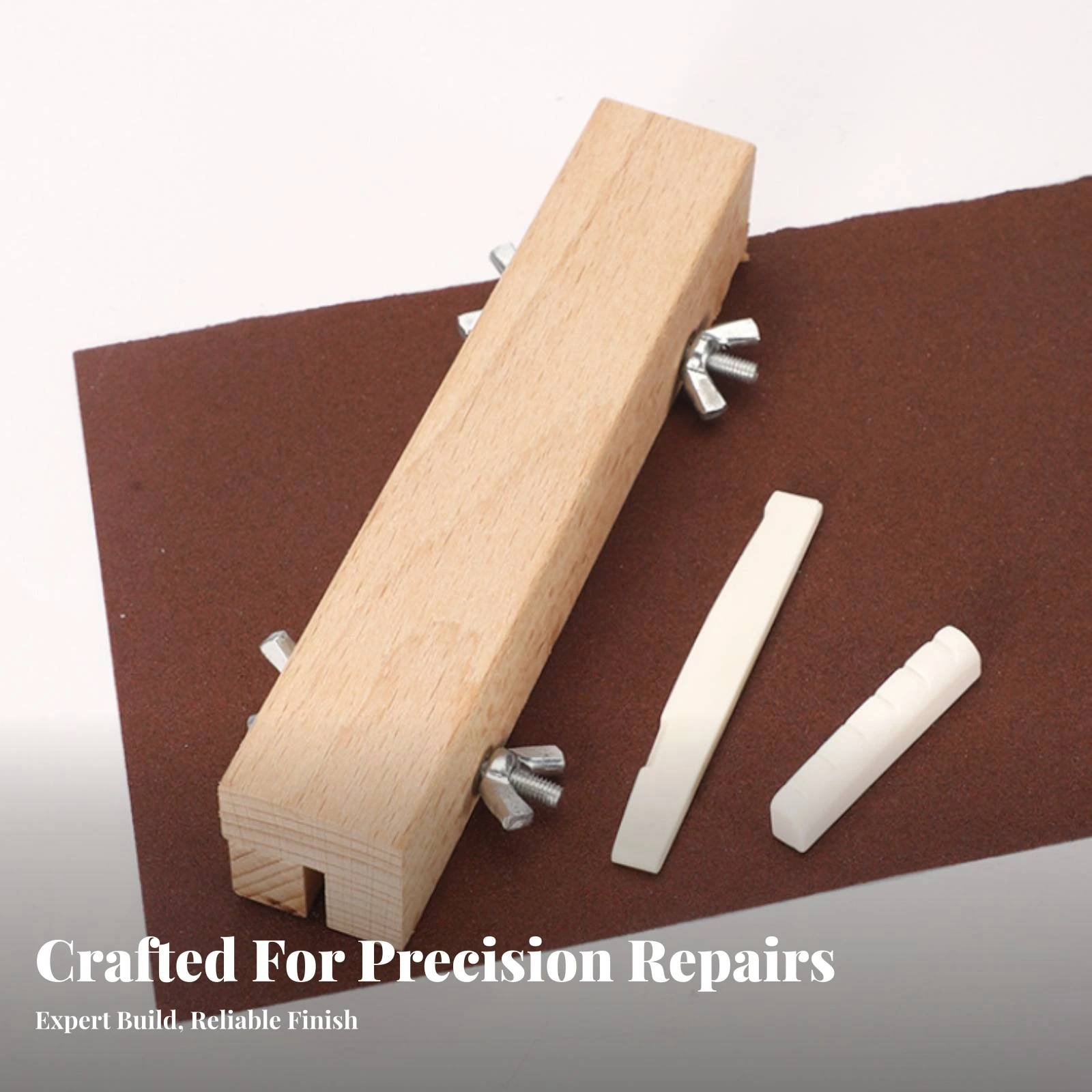 Guitar Nut Sanding Tool Wooden Guitar Nut Sander Instrument Accessory Metal Screws Rectangular view 3