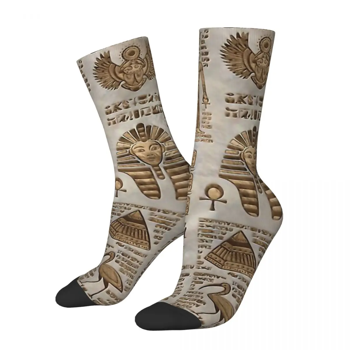 

Egyptian Mythology Hieroglyphs And Deities Vintage Gold Men Women Socks Outdoor Novelty Spring Summer Autumn Winter Stockings