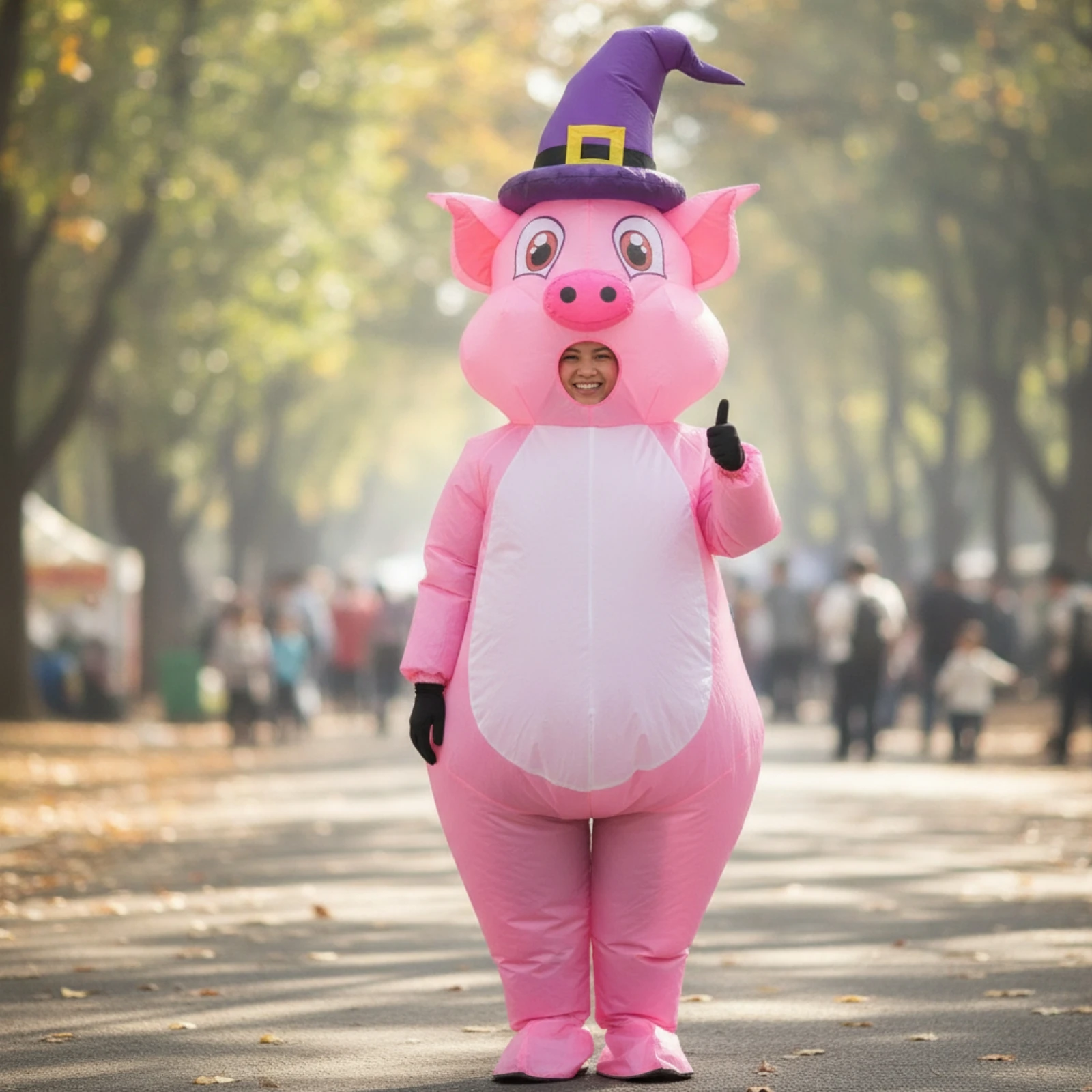 Inflatable Pig Costume Lightweight Pig Costume with Hat Party Comfortable for Adults, Stage Performances