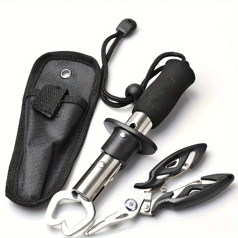 

Fish bait clamp fish controller set, stainless steel straight handle fish controller+small lure clamp, rubber handle