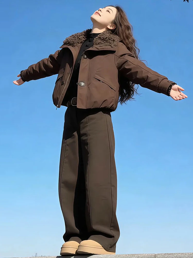 

Женская стеганая парка с большим воротником и меховой отделкой, зимняя, модная, повседневная, с длинными рукавами, теплая, универсальная верхняя одежда
