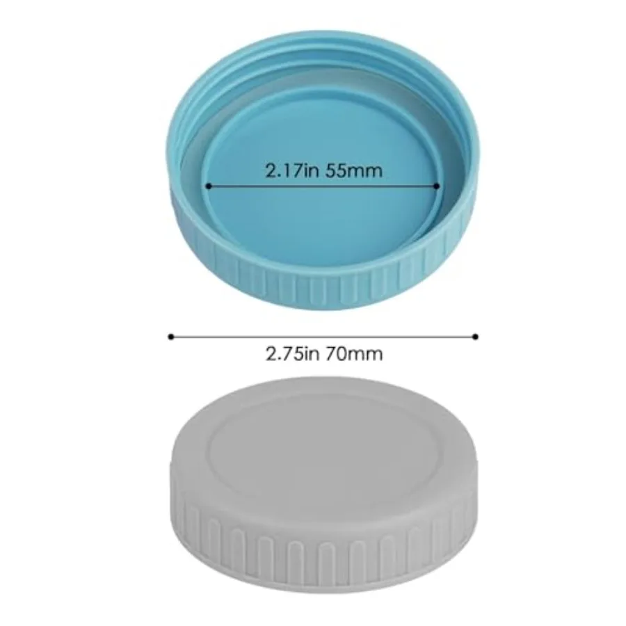 8PCS Mason Jar Lids - Colored Plastic Mason Lids Regular Mouth, Leak Proof Canning Covers with Silicone Rings for Ball, Kerr an