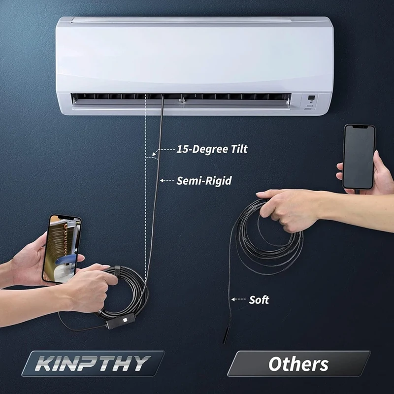 Endoscope Camera with Light,HD Borescope, Endoscope with Semi-Rigid Snake Camera, IP67 Waterproof Inspection Borescope-A86Z
