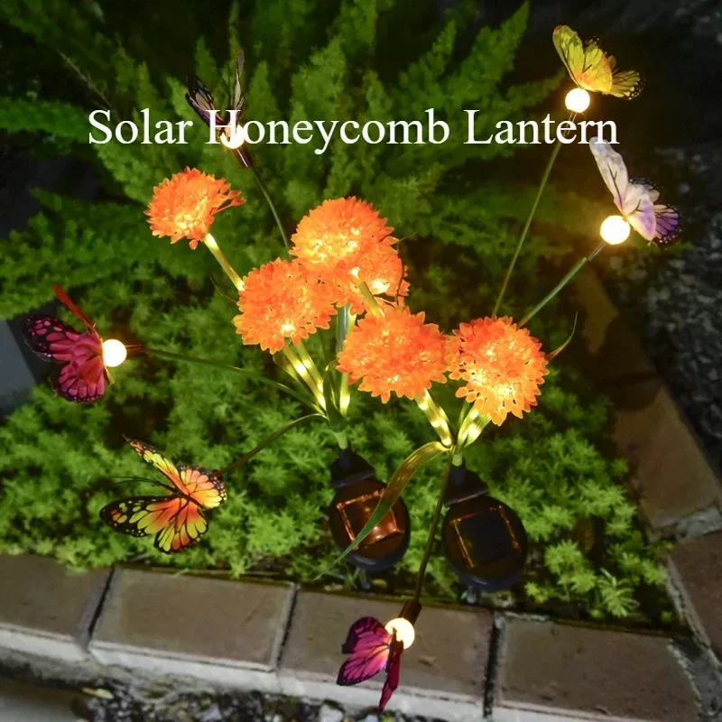 6 Heads Honeycomb lantern Solar Pile Light, Solar Garden Light, Outdoor Waterproof Terrace Porch Backyard Garden Passage