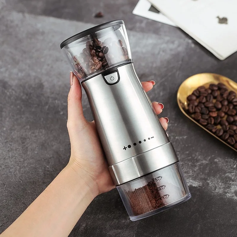Mini Portable USB Rechargeable Electric Coffee Grinder Household Must-Have Adjustable Burr Ceramic Grinding Core for Coffee Bean