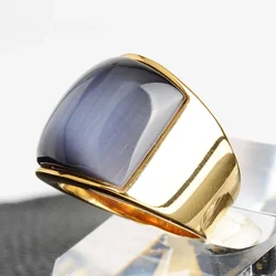 Big Multicolored Man Titanium Steel Ring with Stone Luxury Engagement Wedding Accessories High Quality Jewelry for Men Women