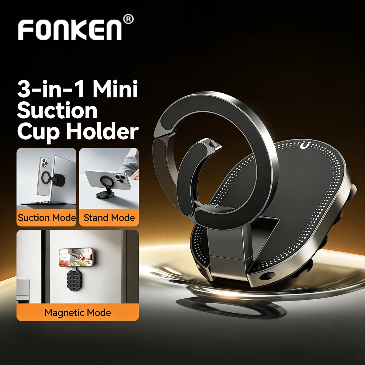 3 in 1 Suction Cup Phone Mount For Magsafe Phone Grip Silicone Suction Phone Stand For iPhone For Samsung Cellphone Grip Holder