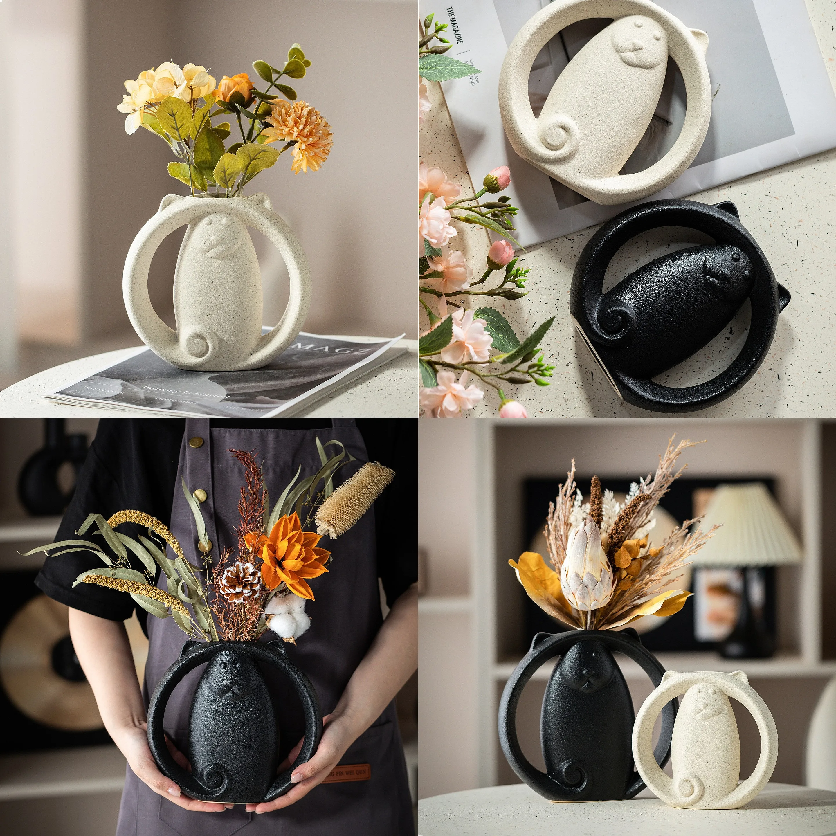 Creative Minimalist Ceramic Vase Small Desktop Living Room Home Decor for Water Propagation