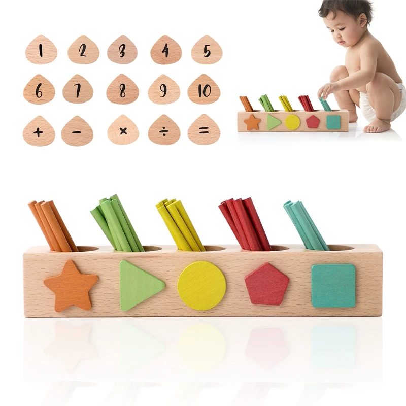 Montessori brinquedos crianças de madeira contagem vara brinquedos multifuncional cor forma jogo cognitivo brinquedos sensoriais educativos presentes do bebê