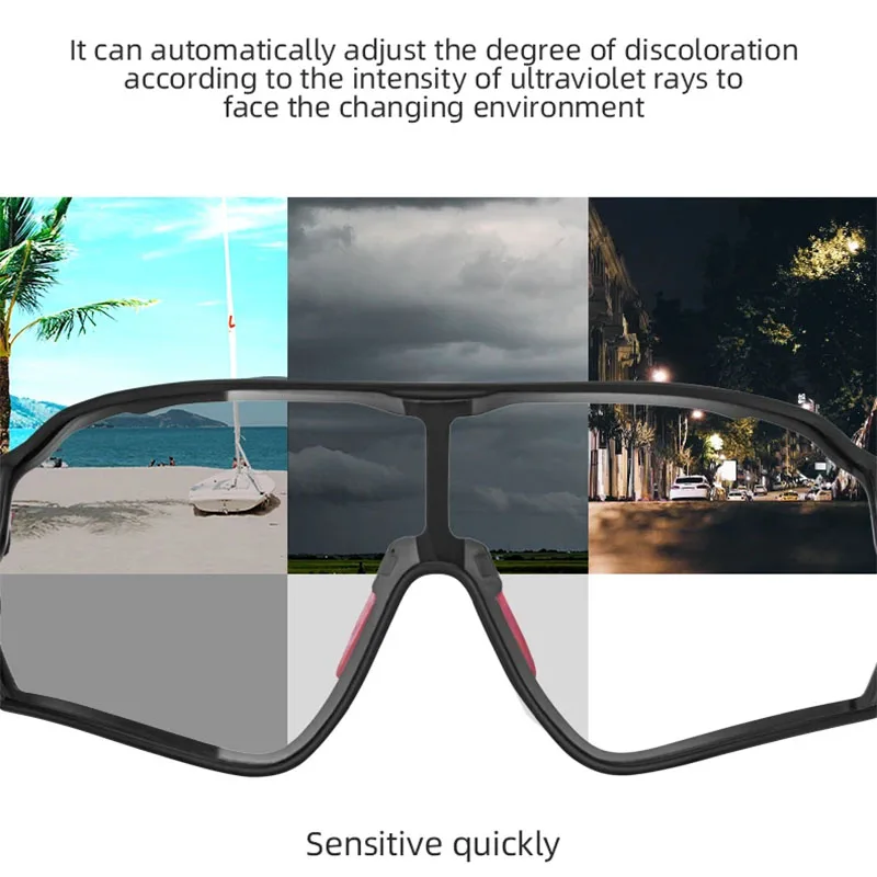 ROCKBROS Photochromic Bike Glasses Bicycle UV400 Sports Sunglasses for Men Women Anti Glare Lightweight Hiking Cycling Glasses