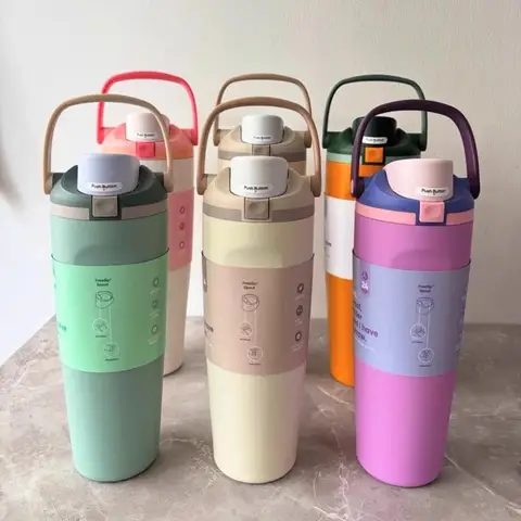 960ml Double-Wall Vacuum Insulated Cup with Handle - Leakproof Thermal Cup, Non-Slip Grip & Spill-Proof Lid Ideal Gift