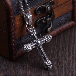 Unibabe Pure Silver Cross Carved Pendant Men Women S925 Sterling Silver Personality Cross Jewelry Gift Female Male