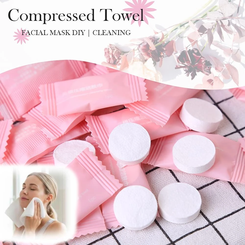 2-100pcs Disposable Compressed Face Towel Tablets Portable Quick Expand Tissue for Travel Camping Salon Facial Cleansing