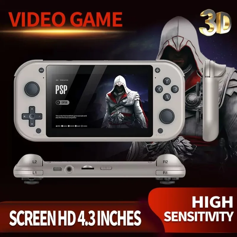 M17 Handheld Game Player 4.3 Screen 64G/128G Built-in Classic Games for PSP/PS1/N64 HDMI TV Connection