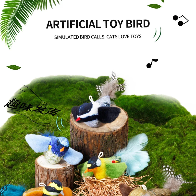 Floppy Bird Cat Toys DIY Cat Wand Toys Cat Tree Cat Tower Toy With Catnip Squeaky Bird Shape Feather Tail Sound Interactive Feat