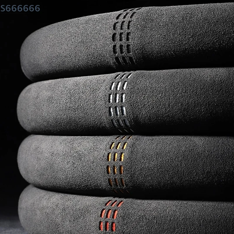 واقي عجلة عالمي مقاس 37-38 سم، غطاء توجيه من جلد البقر المدبوغ المسامي