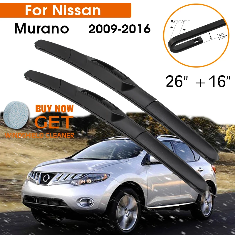 

Car Wiper Blade For Nissan Murano 2009-2016 Windshield Rubber Silicon Refill Front Window Wiper 26"+16" LHD RHD Auto Accessories